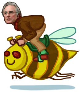 Richard Dawkins riding a bee